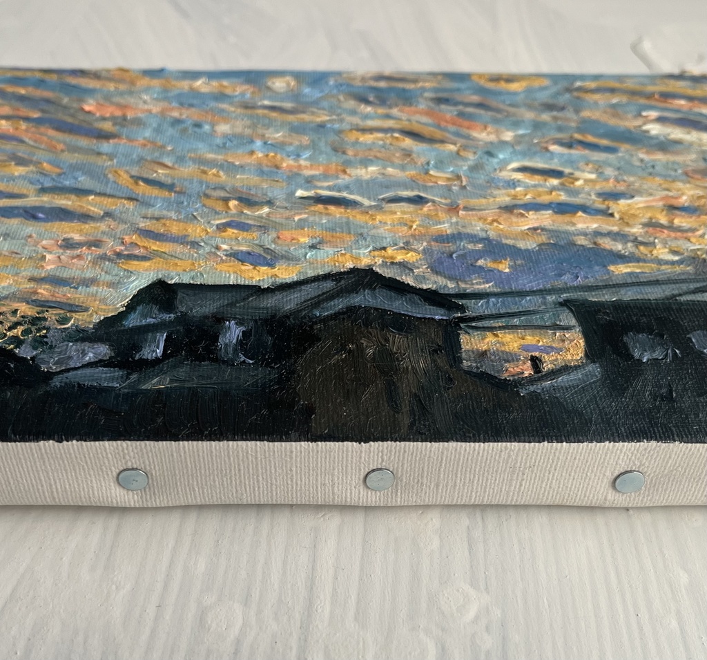 16×23㎝「朝の風景 20251」油彩・原画・サムホールサイズ