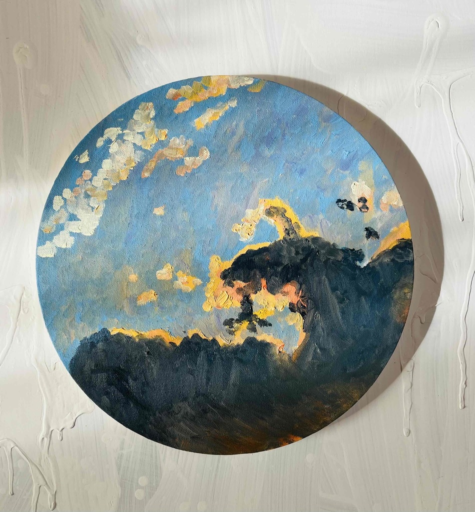 絵画「APOLLON」油彩・原画・直径30㎝ 丸形・アートパネル