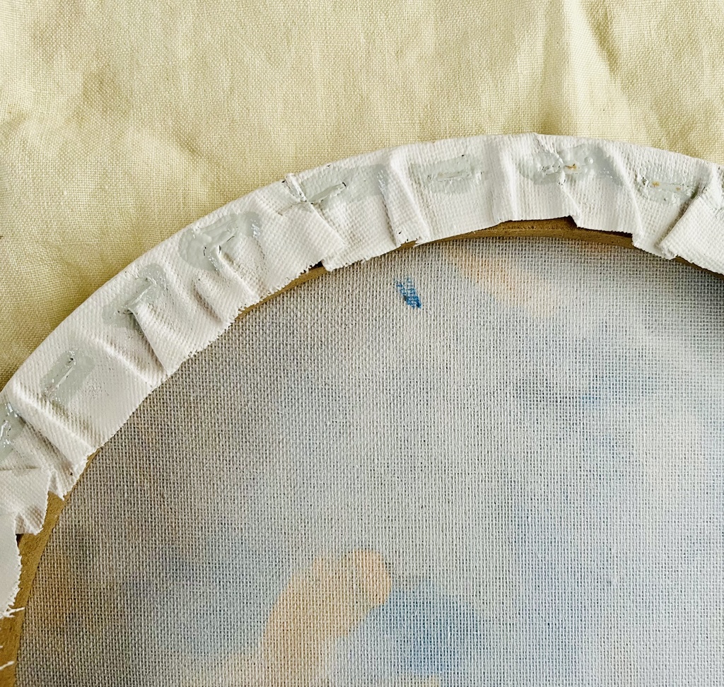 直径30㎝「朝の空 20252」油彩・絵画・原画・丸形・アートパネル