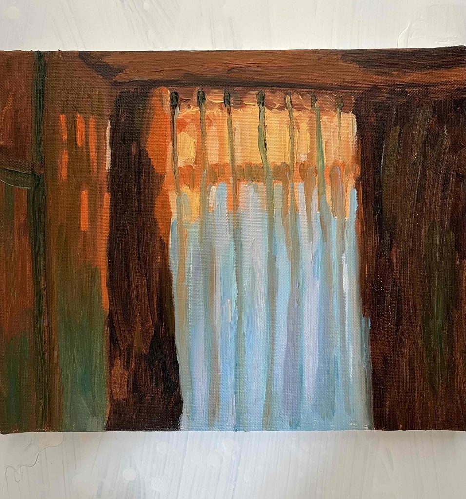 22×27㎝「室内 20252」油彩・原画・F3