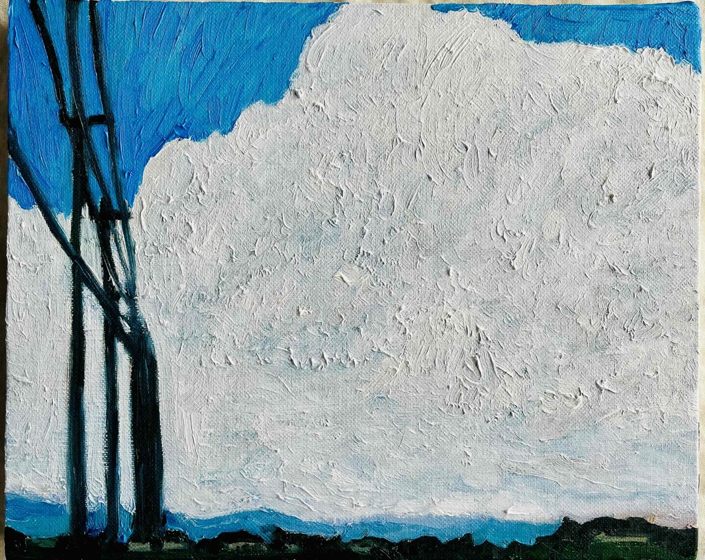 22×27㎝「巨大雲の在る風景 20253」油彩・F3・原画