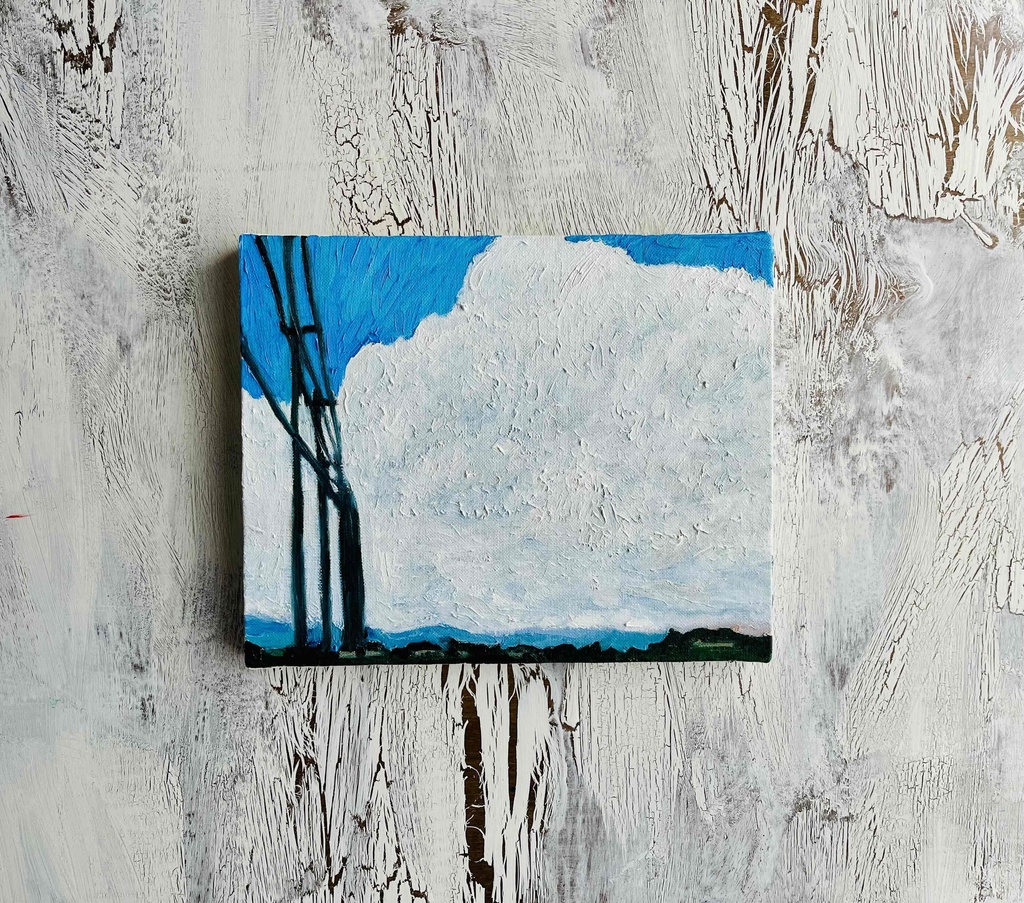 22×27㎝「巨大雲の在る風景 20253」油彩・F3・原画