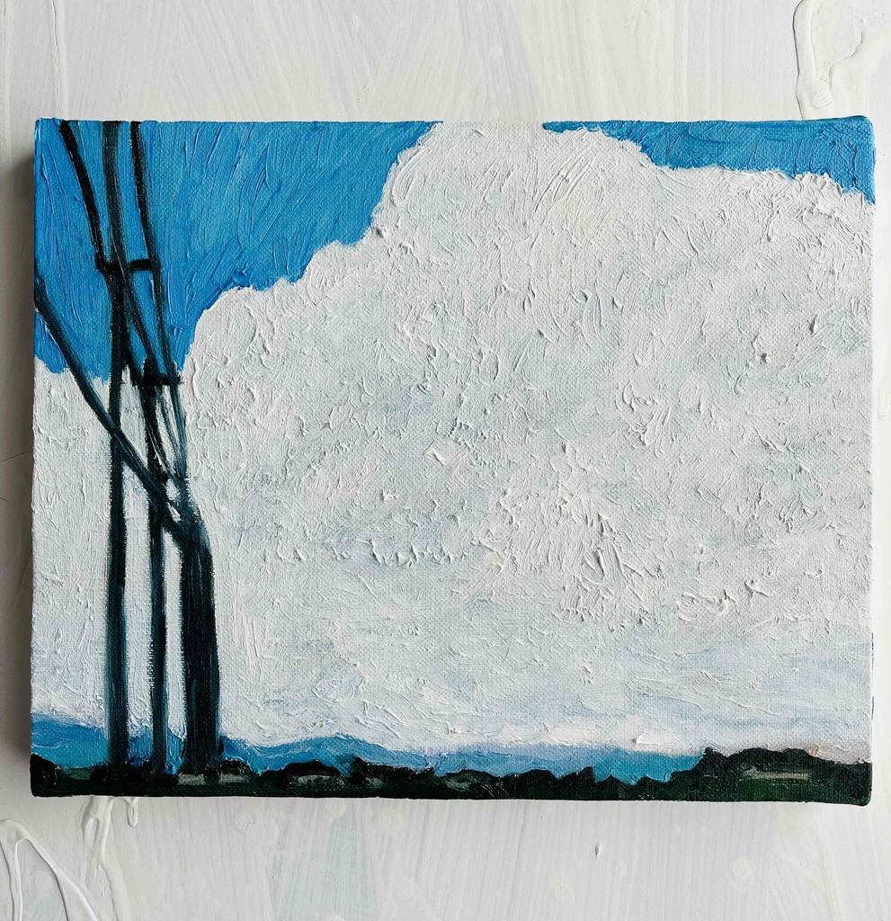 22×27㎝「巨大雲の在る風景　20253」油彩・F3・原画