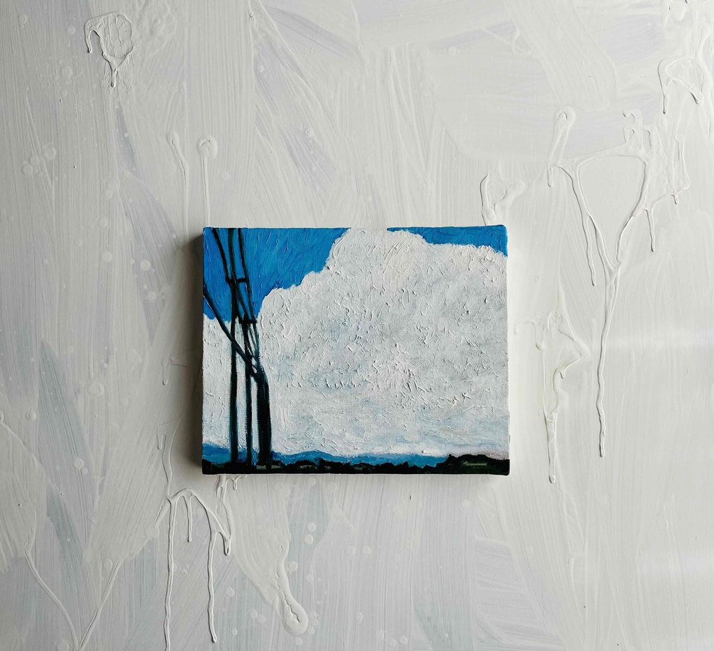 22×27㎝「巨大雲の在る風景 20253」油彩・F3・原画