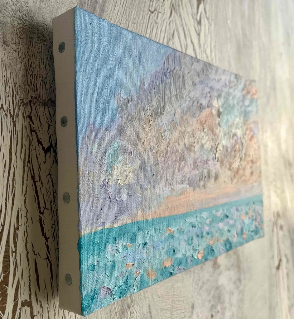 16×23㎝「朝の海 20253」油彩・原画・サムホールサイズ