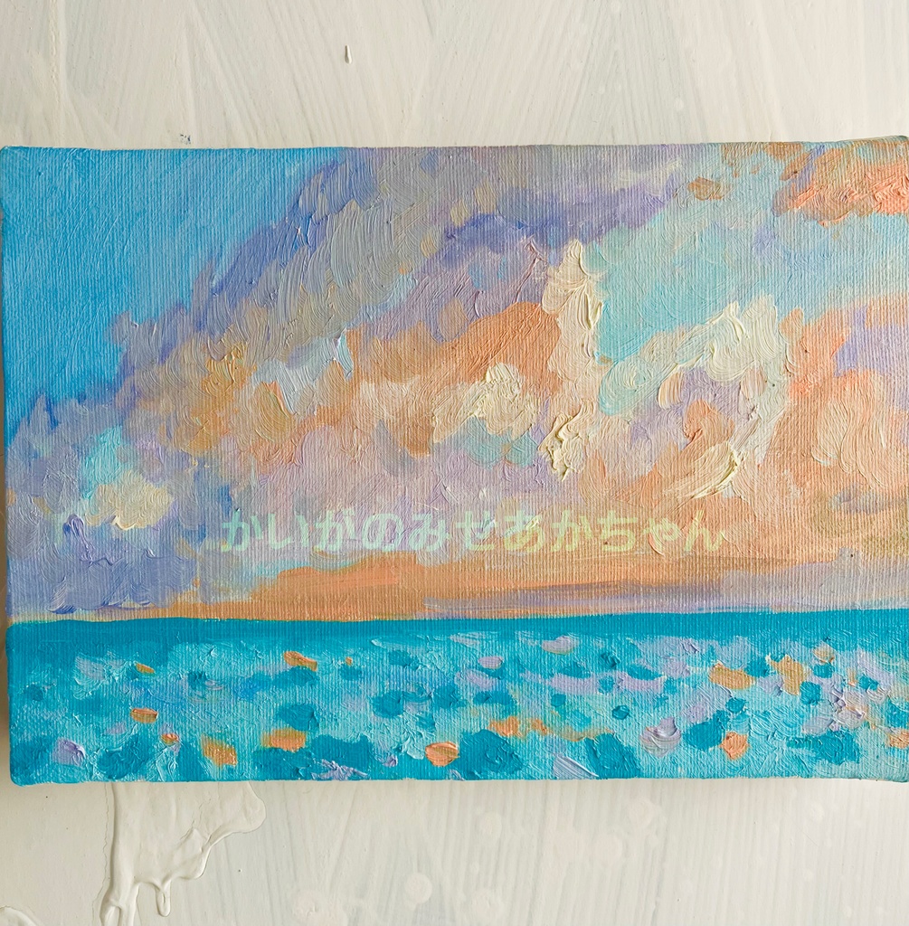 16×23㎝「朝の海 20253」油彩・原画・サムホールサイズ