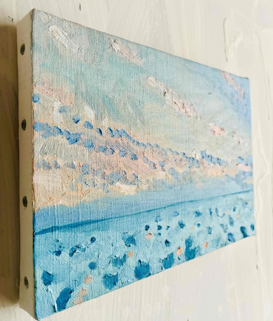 16×23㎝「朝の優しい海 20254」油彩・原画・サムホールサイズ