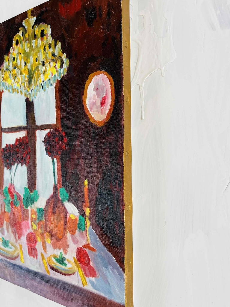 38×46㎝「西洋式テーブルA」F8・原画・油彩