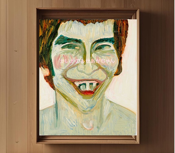 38×46㎝「ビリビリうんちだった」F8・原画・油彩　フレーム無し