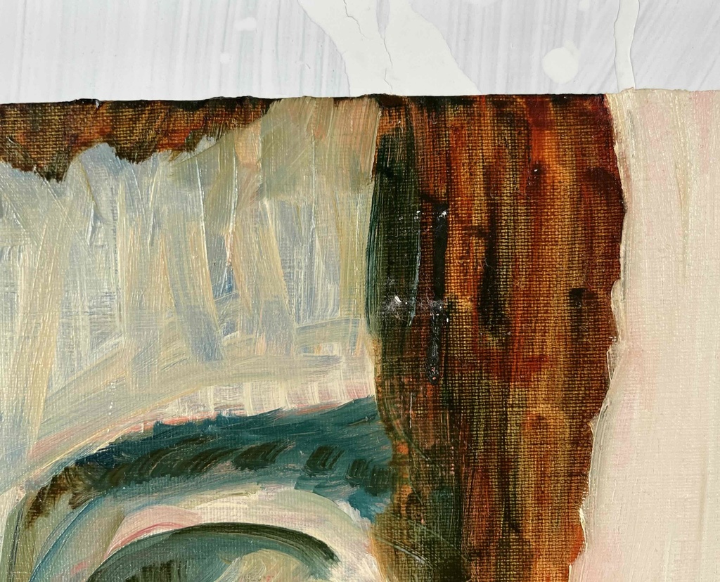 38×46㎝「ビリビリうんちだった」F8・原画・油彩 フレーム無し