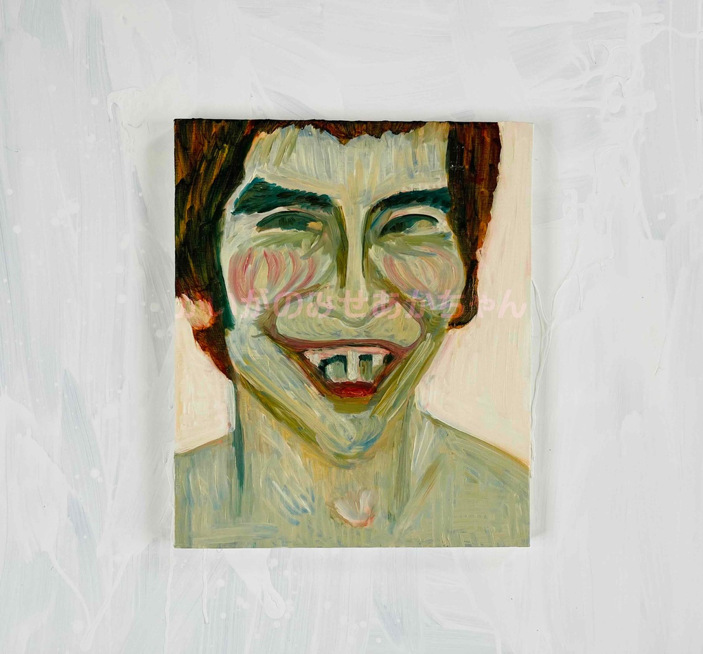 38×46㎝「ビリビリうんちだった」F8・原画・油彩 フレーム無し