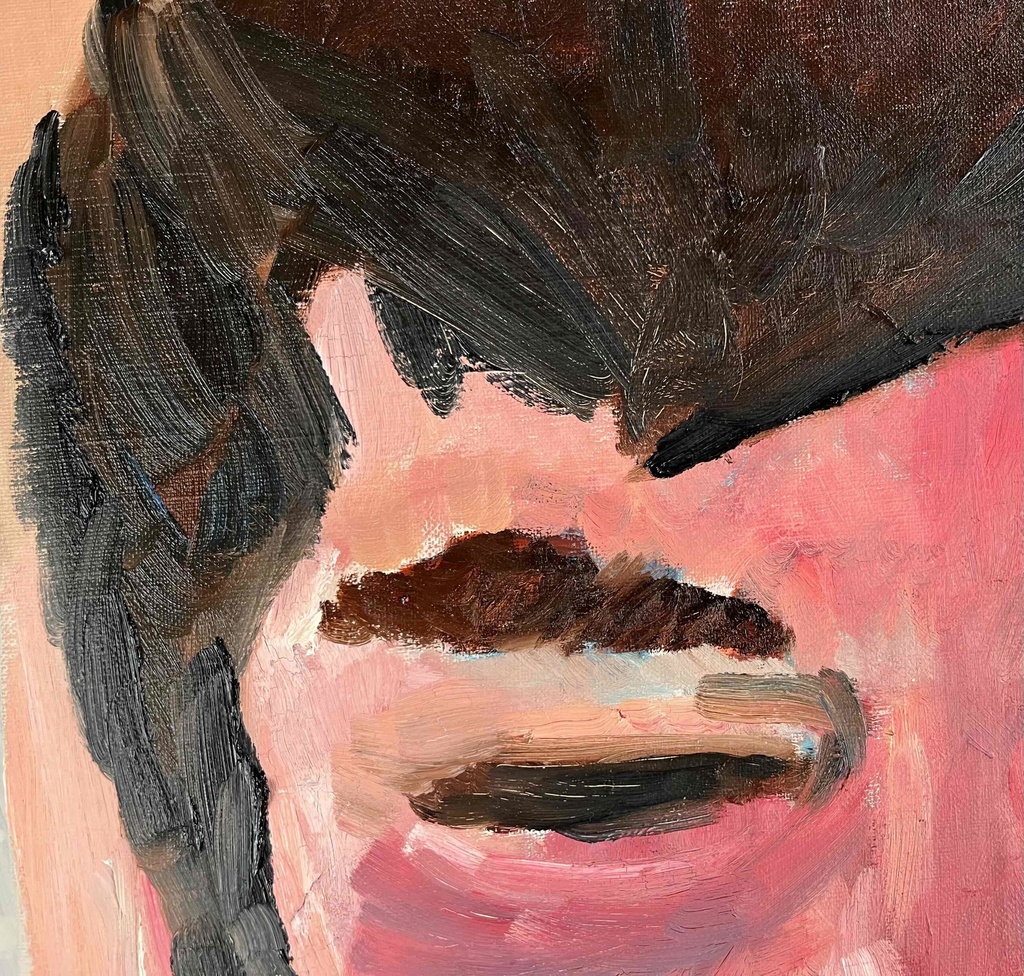 38×46㎝「キス待ちおじさん」F8・油彩・原画 フレーム無し