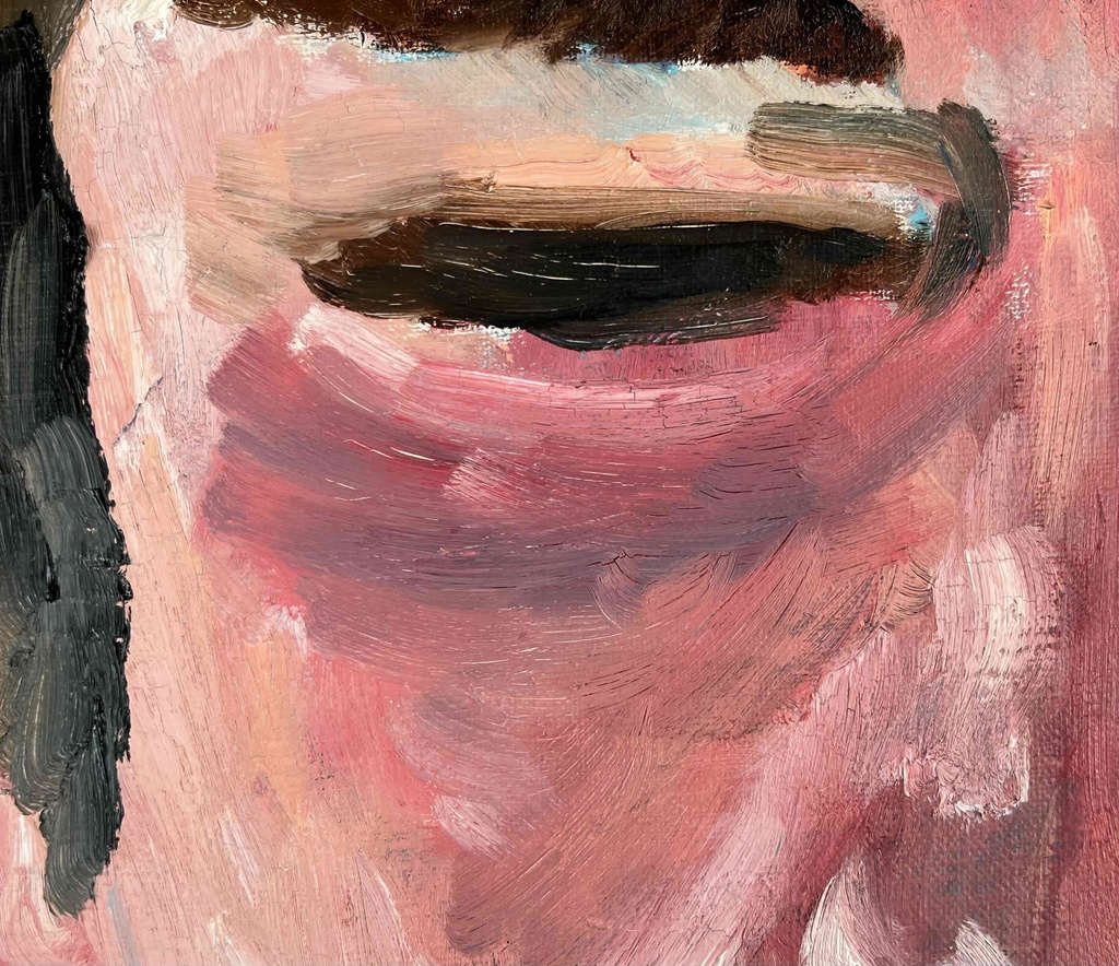 38×46㎝「キス待ちおじさん」F8・油彩・原画 フレーム無し