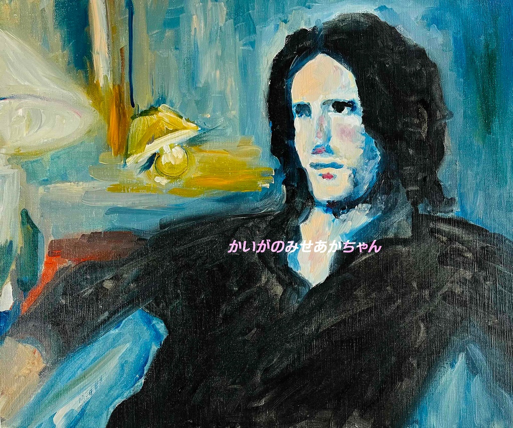 38×46㎝「座る白人男性」F8・原画・油彩 フレーム無し