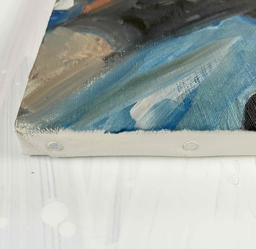 38×46㎝「座る白人男性」F8・原画・油彩 フレーム無し