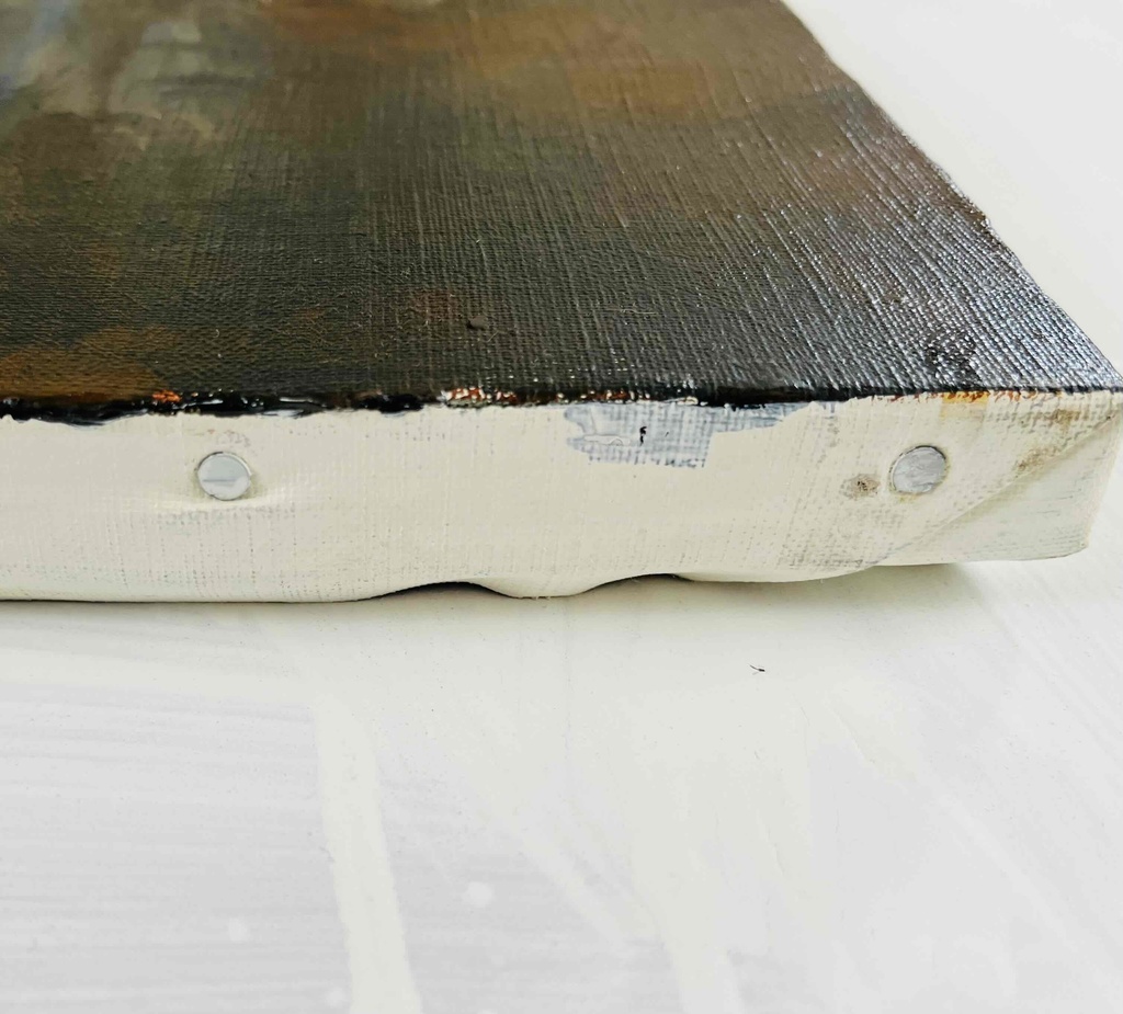 61×73㎝「台所に立つ男」F20・原画・油彩画 フレーム無し