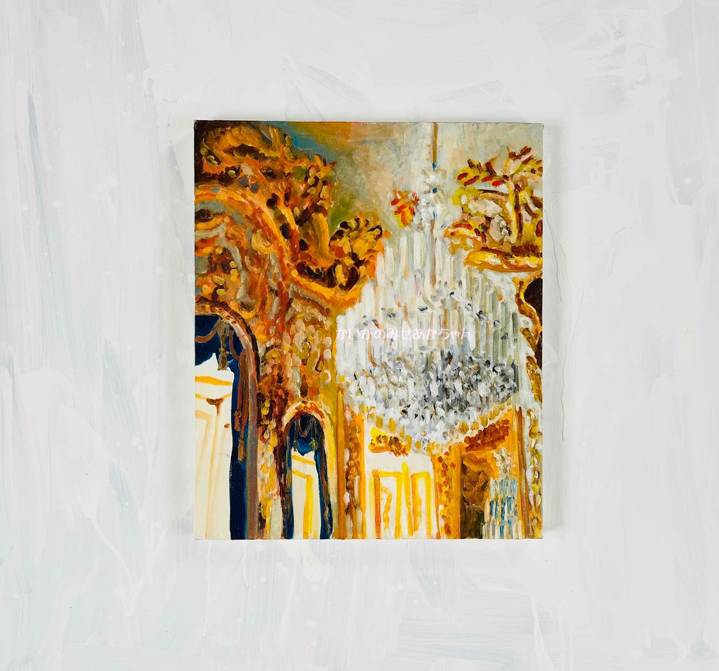 38×46㎝「シャンデリア」F8・油彩画・額装・原画