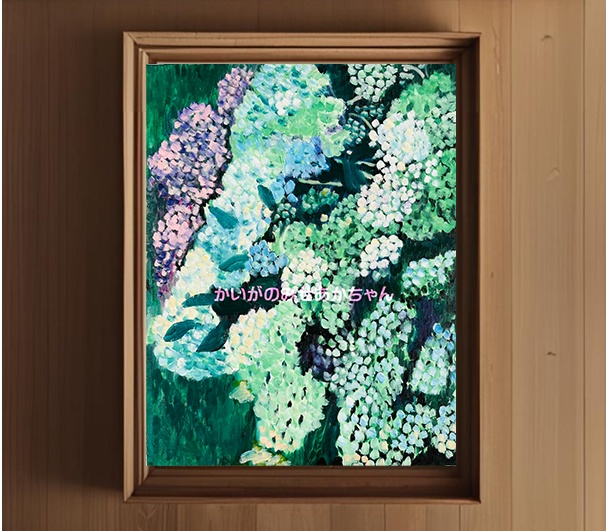41×53㎝「紫陽花」P10・原画・油彩画 フレーム無し