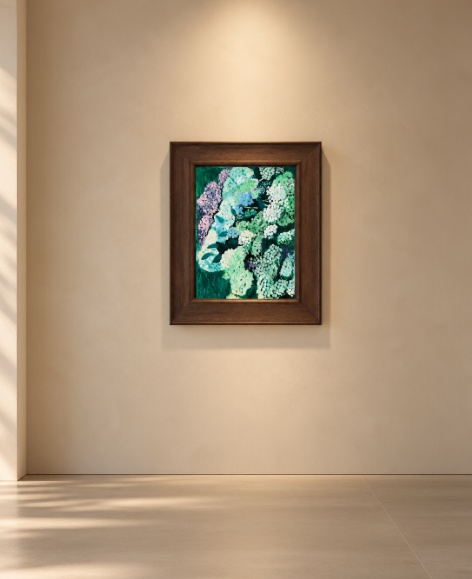 油彩・原画「紫陽花」絵画・P10(41×53㎝)アート・キャンバス