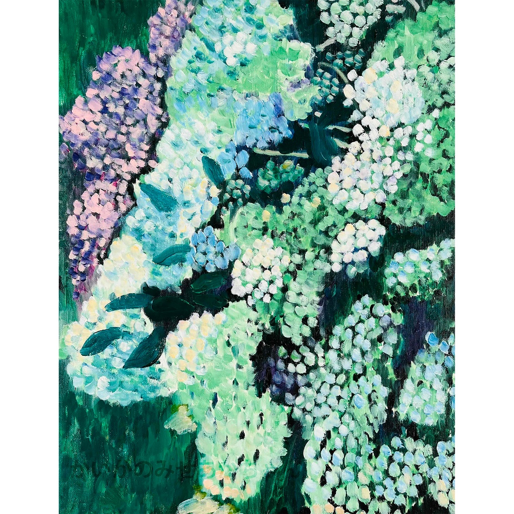 油彩・原画「紫陽花」絵画・P10（41×53㎝）アート・キャンバス