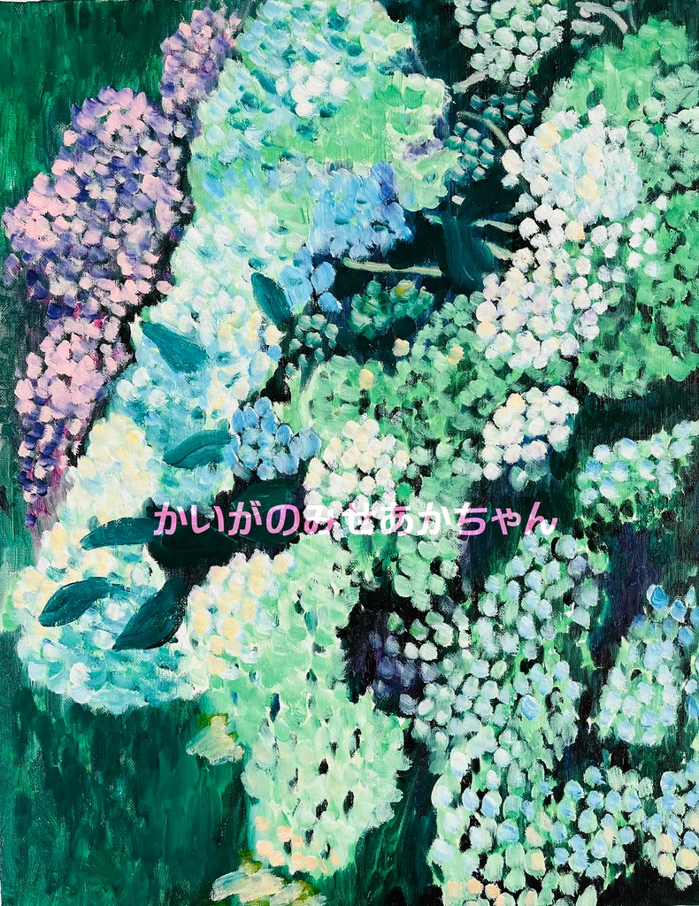 41×53㎝「紫陽花」P10・原画・油彩画 - かいがのみせあかちゃん