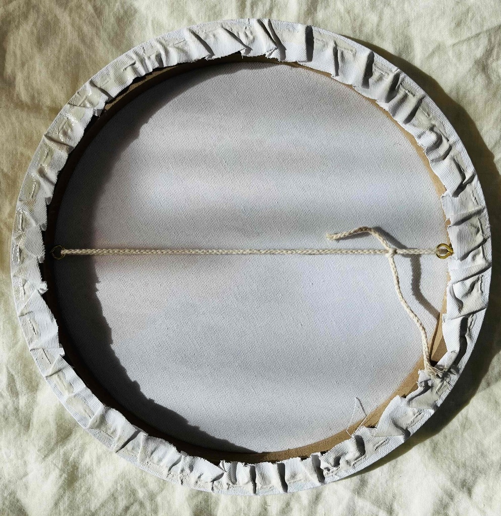 直径30㎝「画家の家の上空3」油彩・絵画・原画・丸形・アートパネル