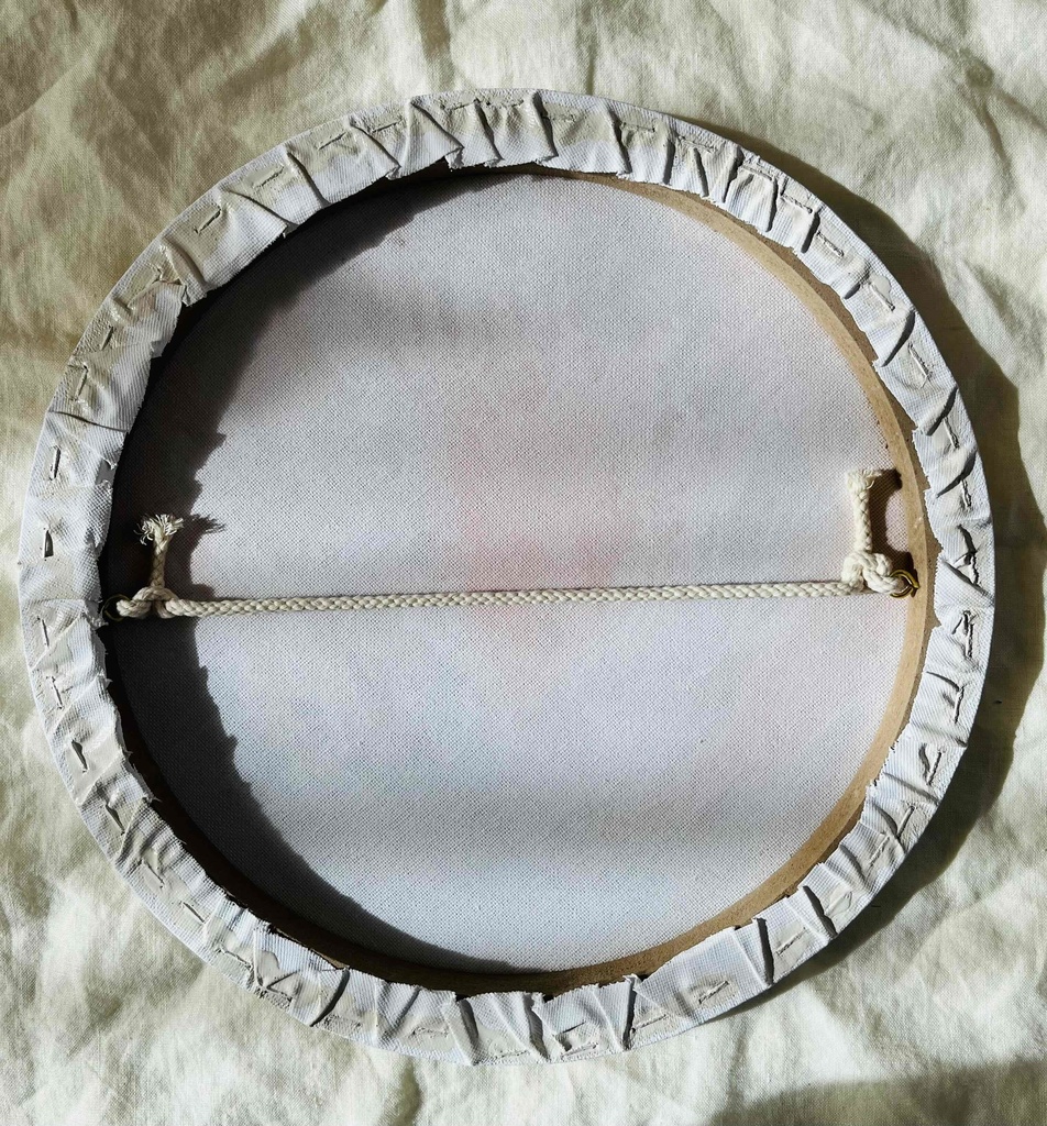 絵画「Khaos」家の上空 油彩・原画・直径30㎝ 丸形・アートパネル