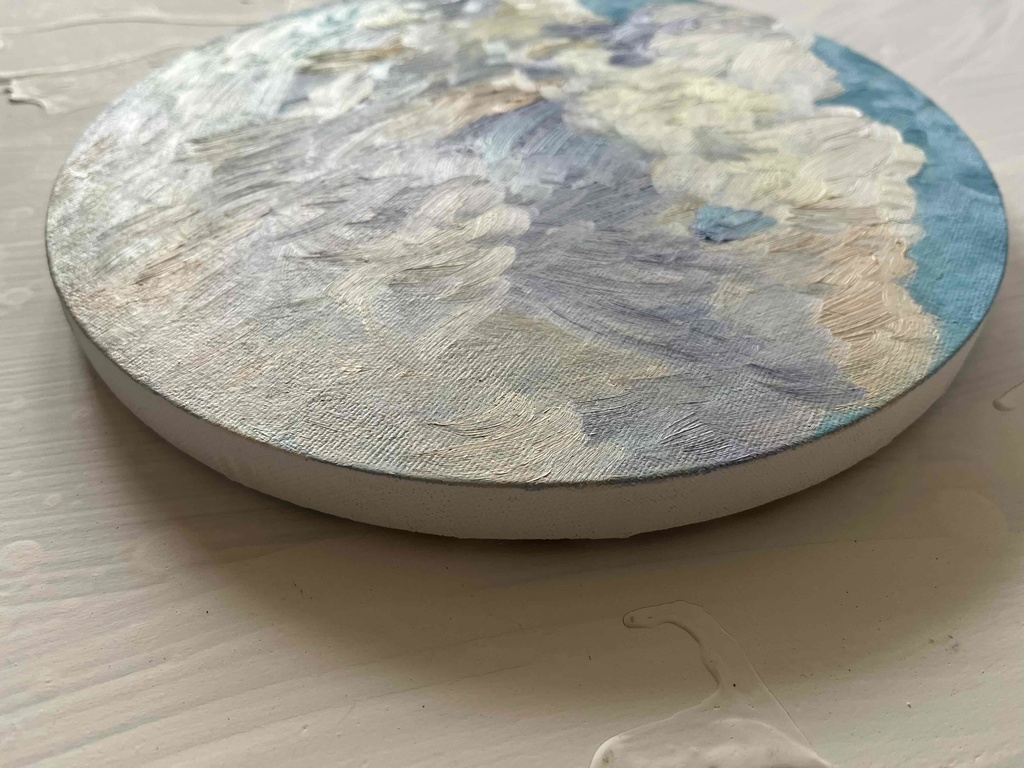 直径25㎝「空の様子3 雲」油彩・絵画・原画・丸形・アートパネル
