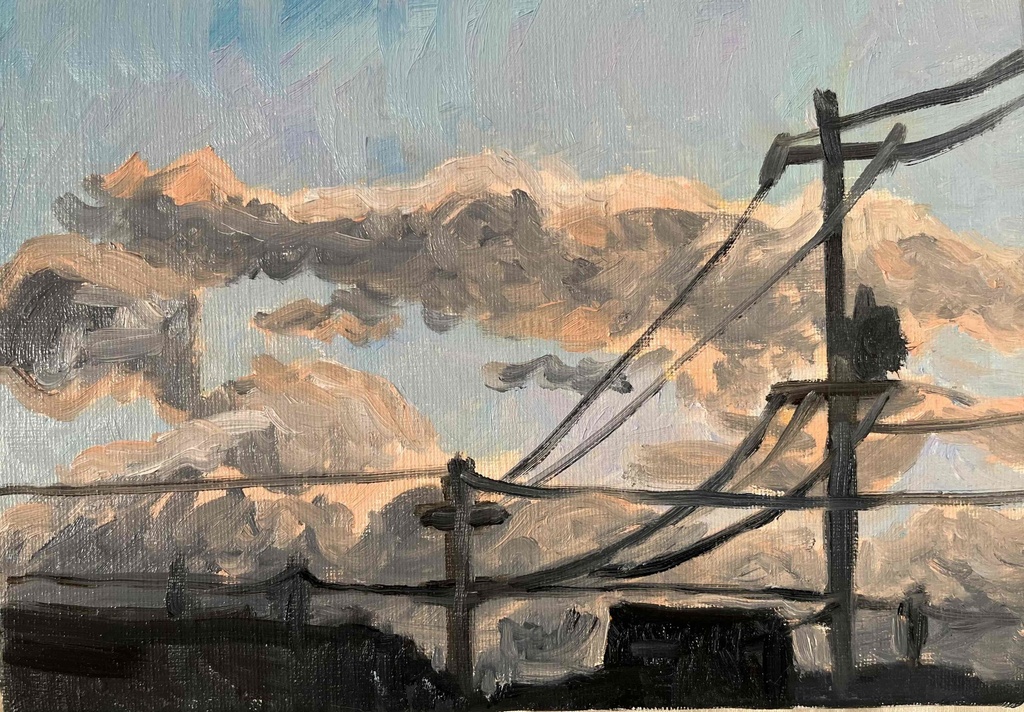 16×23㎝「近所の風景 その1」油彩・原画・サムホールサイズ