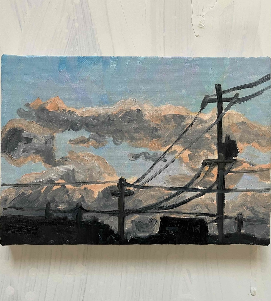 16×23㎝「近所の風景　その1」油彩・原画・サムホールサイズ