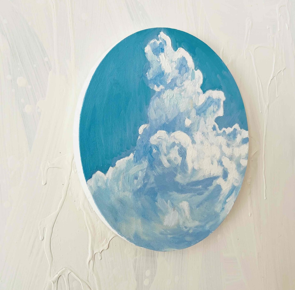 直径30㎝「空 その7」油彩・絵画・原画・丸形・アートパネル