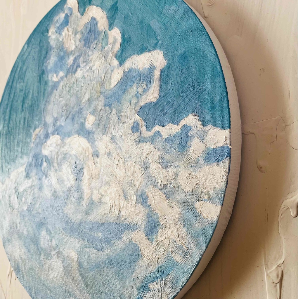 直径30㎝「空 その7」油彩・絵画・原画・丸形・アートパネル - かいが