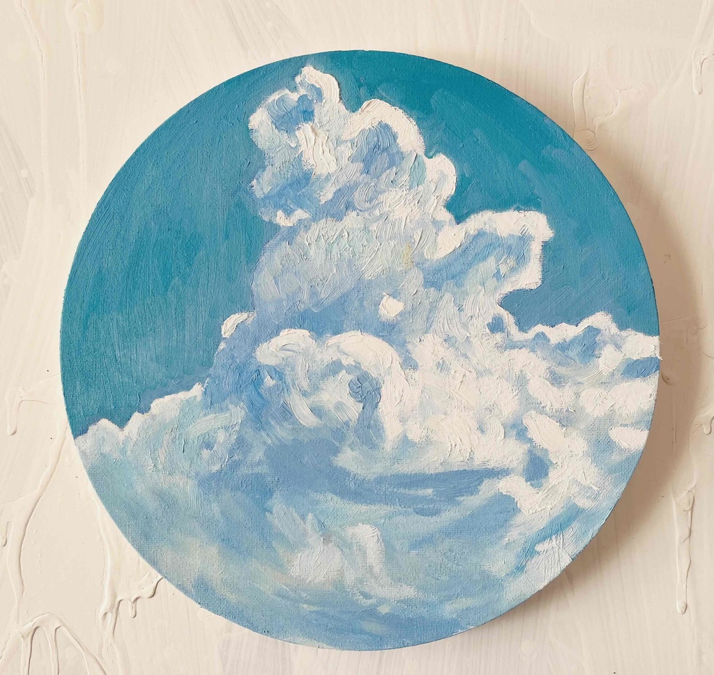 直径30㎝「空 その7」油彩・絵画・原画・丸形・アートパネル