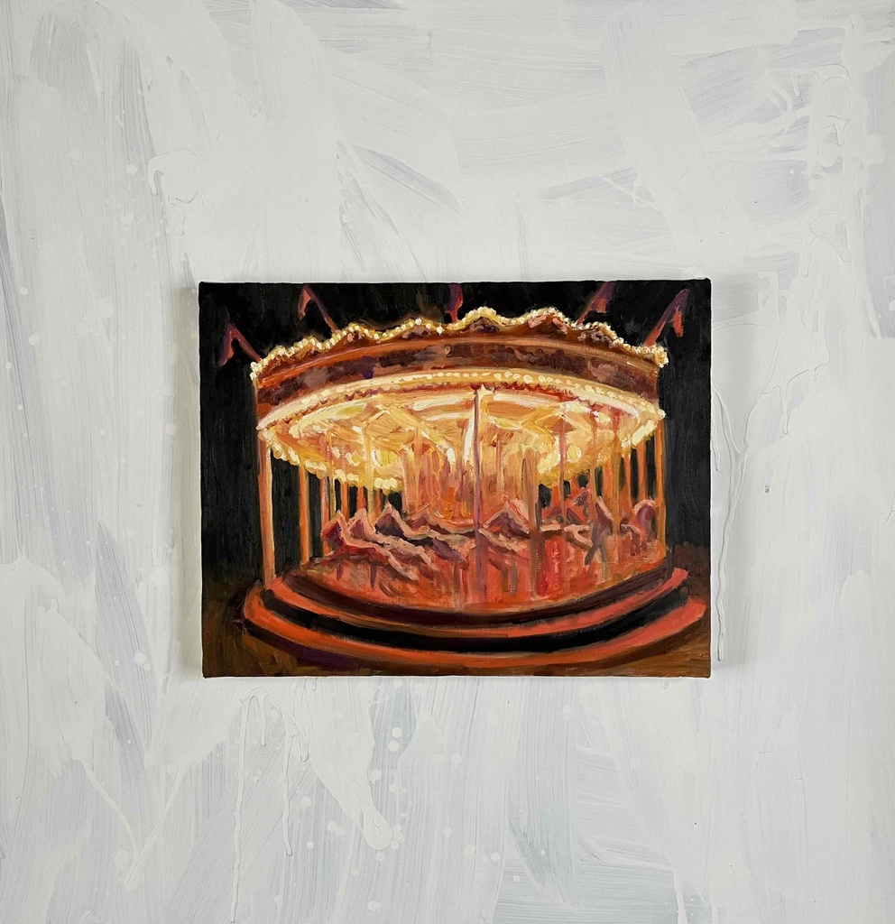 32×41㎝「夜のメリーゴーランド6」原画・油彩画・F6