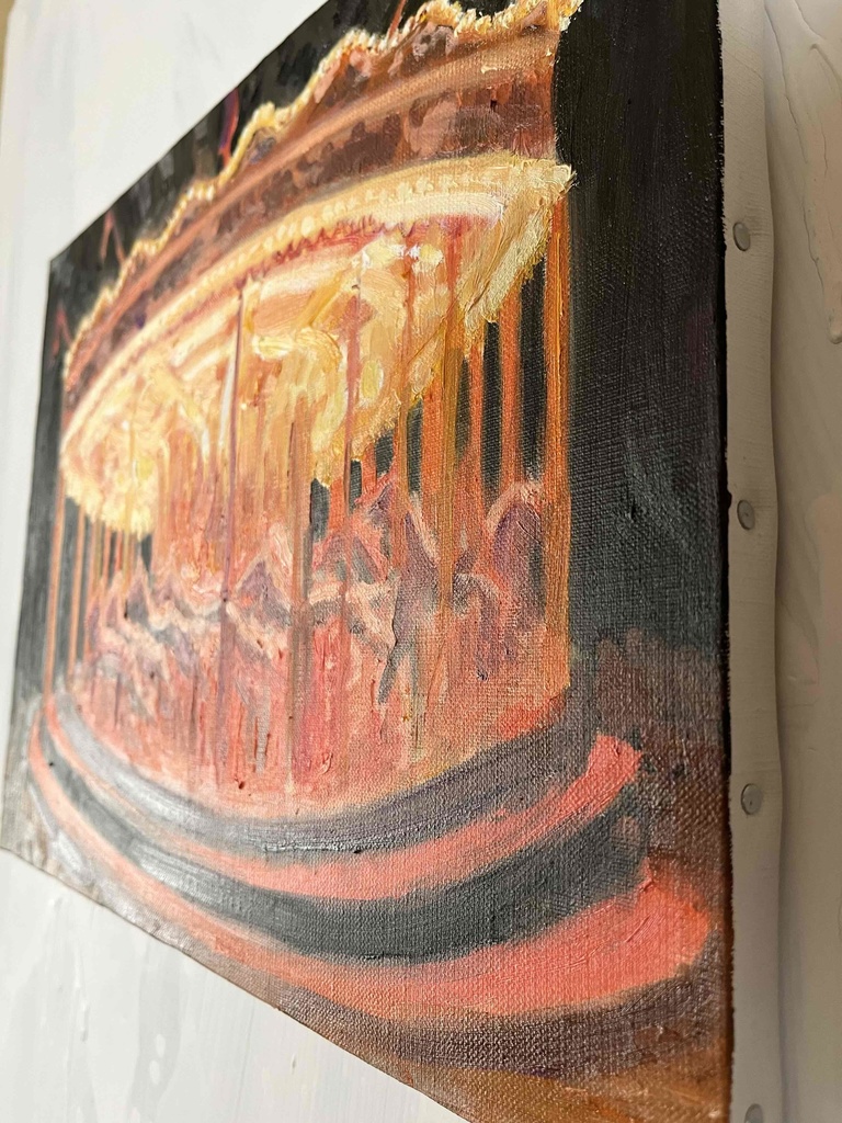 32×41㎝「夜のメリーゴーランド6」原画・油彩画・F6