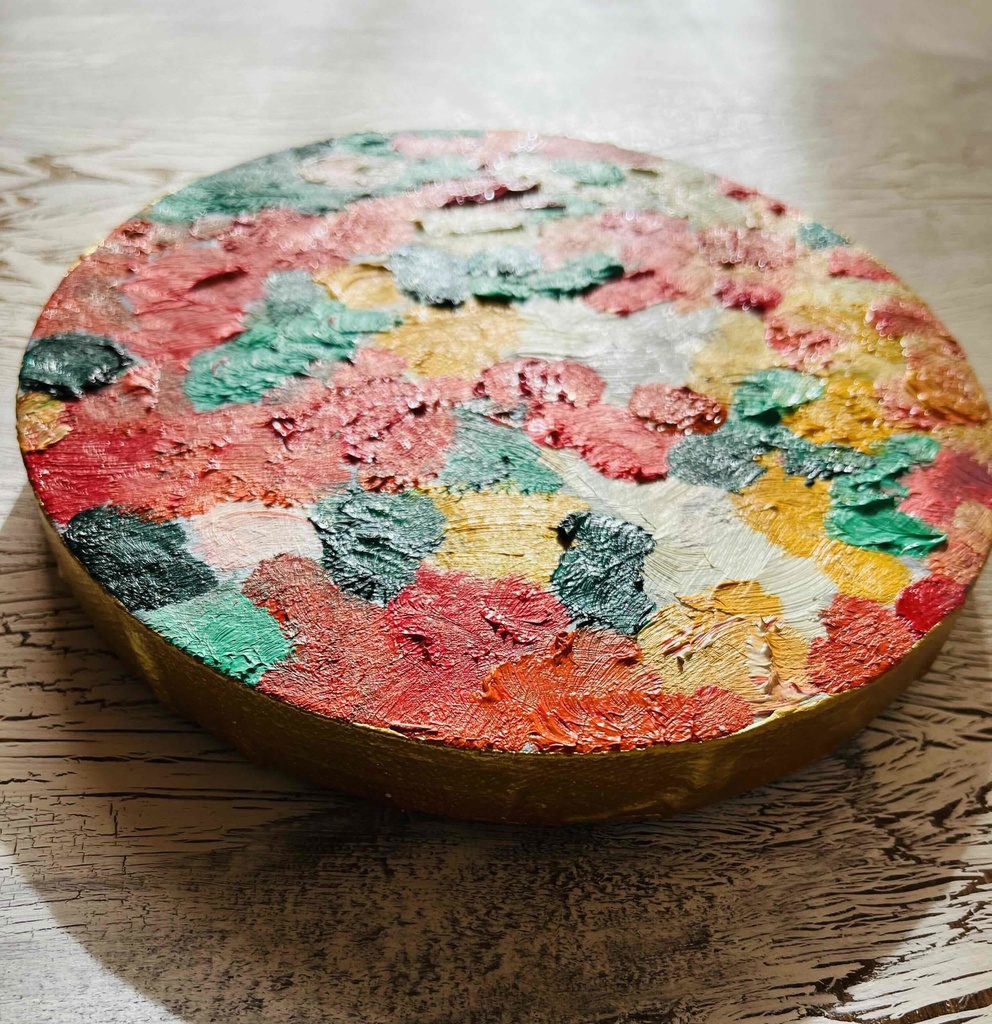 油彩 絵画 『Wild Flowers 2025』|丸形アートパネル 直径15cm|インテリア 絵画 原画