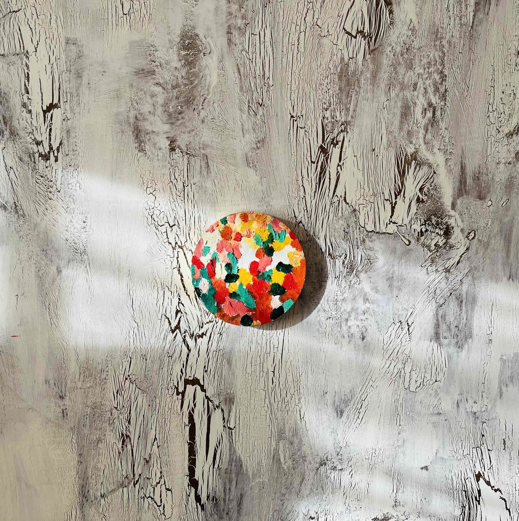 油彩 絵画 『Wild Flowers 2025』|丸形アートパネル 直径15cm|インテリア 絵画 原画