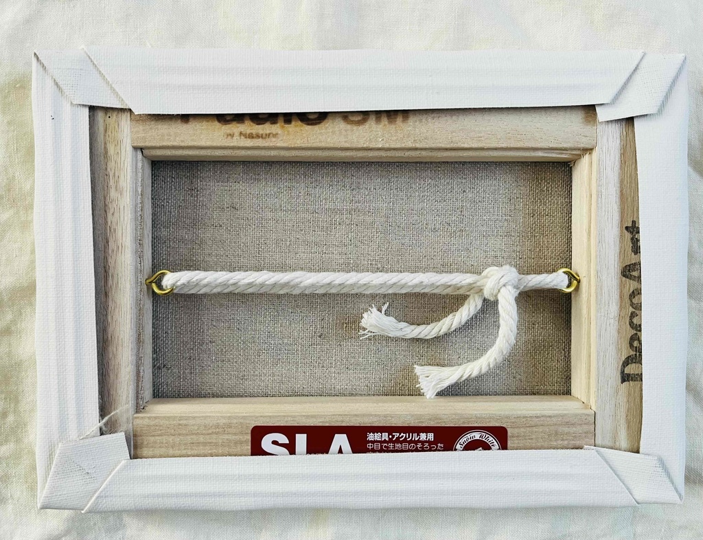 油彩画 原画「近所の風景 堤防」16×23㎝・サムホールサイズ 風景画