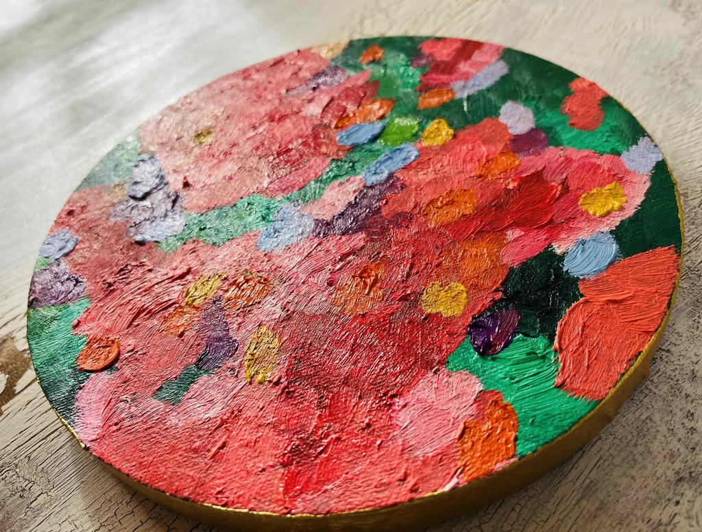 油彩 絵画 『Wild Flowers 2025』|丸形アートパネル 直径20cmインテリア 絵画 原画