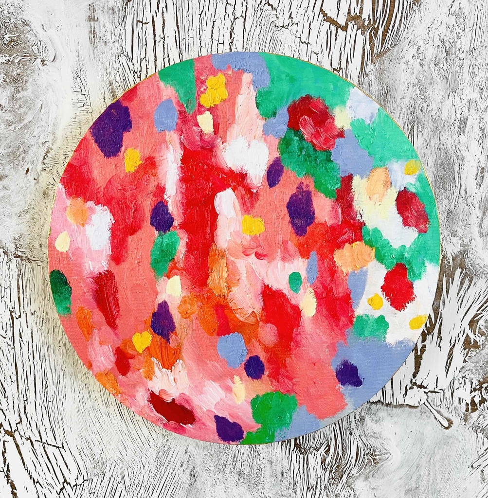 油彩 絵画 『Wild Flowers 2025』｜丸形アートパネル 直径25cmインテリア 絵画 原画