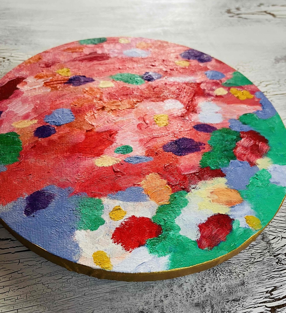 油彩 絵画 『Wild Flowers 2025』|丸形アートパネル 直径25cmインテリア 絵画 原画