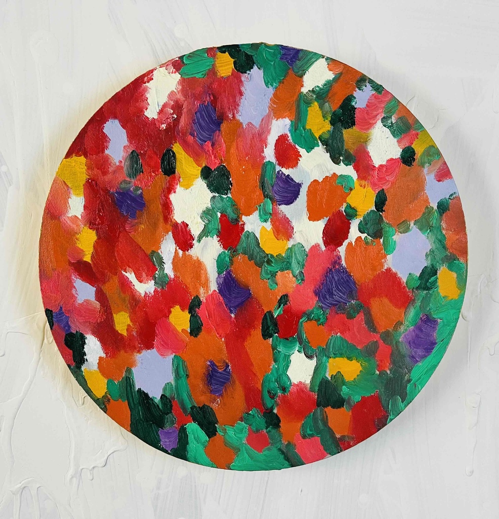 油彩 絵画 『Wild Flowers 2025』|丸形アートパネル 直径30cmインテリア 絵画 原画