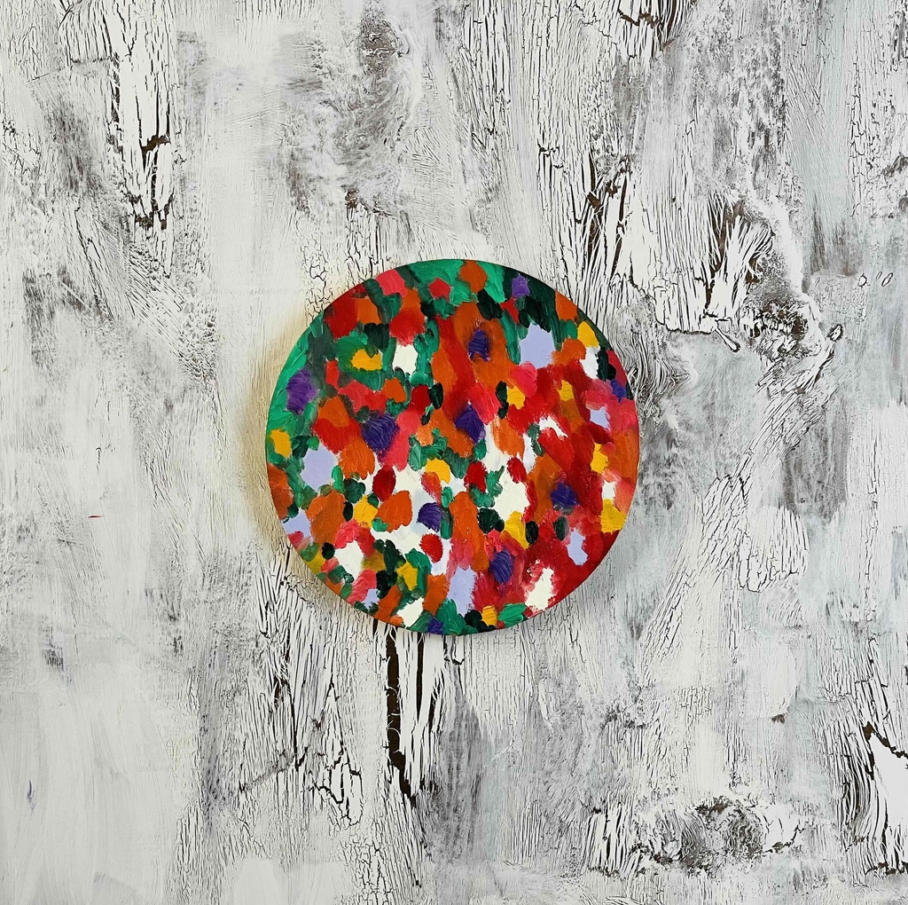 油彩 絵画 『Wild Flowers 2025』|丸形アートパネル 直径30cmインテリア 絵画 原画