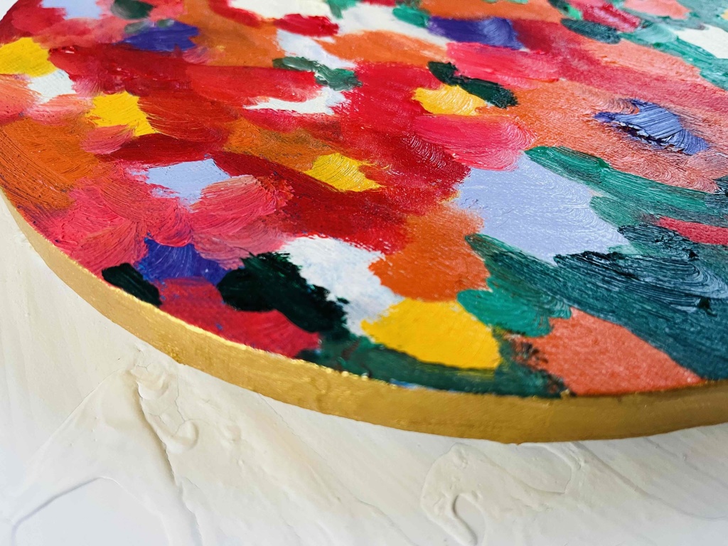 油彩 絵画 『Wild Flowers 2025』|丸形アートパネル 直径30cmインテリア 絵画 原画