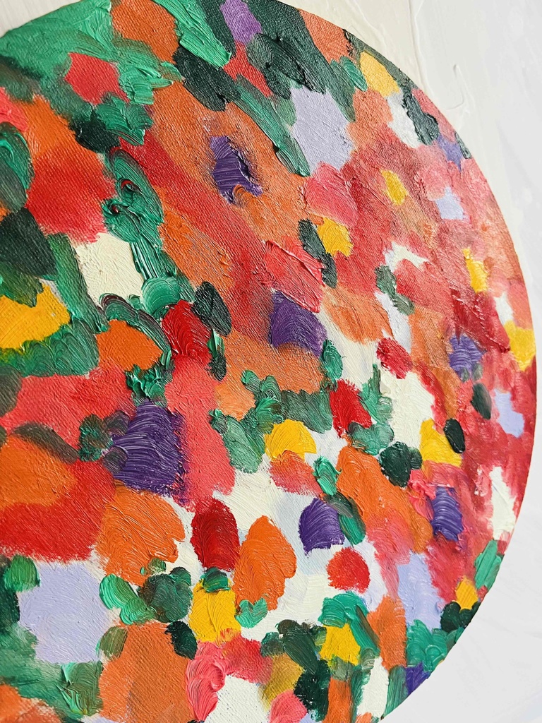 油彩 絵画 『Wild Flowers 2025』|丸形アートパネル 直径30cmインテリア 絵画 原画