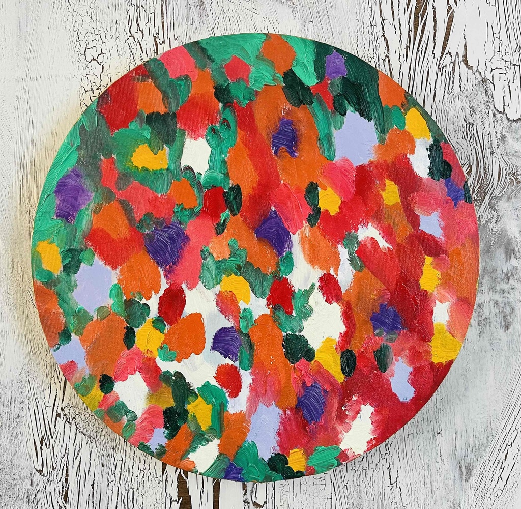 油彩 絵画 『Wild Flowers 2025』|丸形アートパネル 直径30cmインテリア 絵画 原画