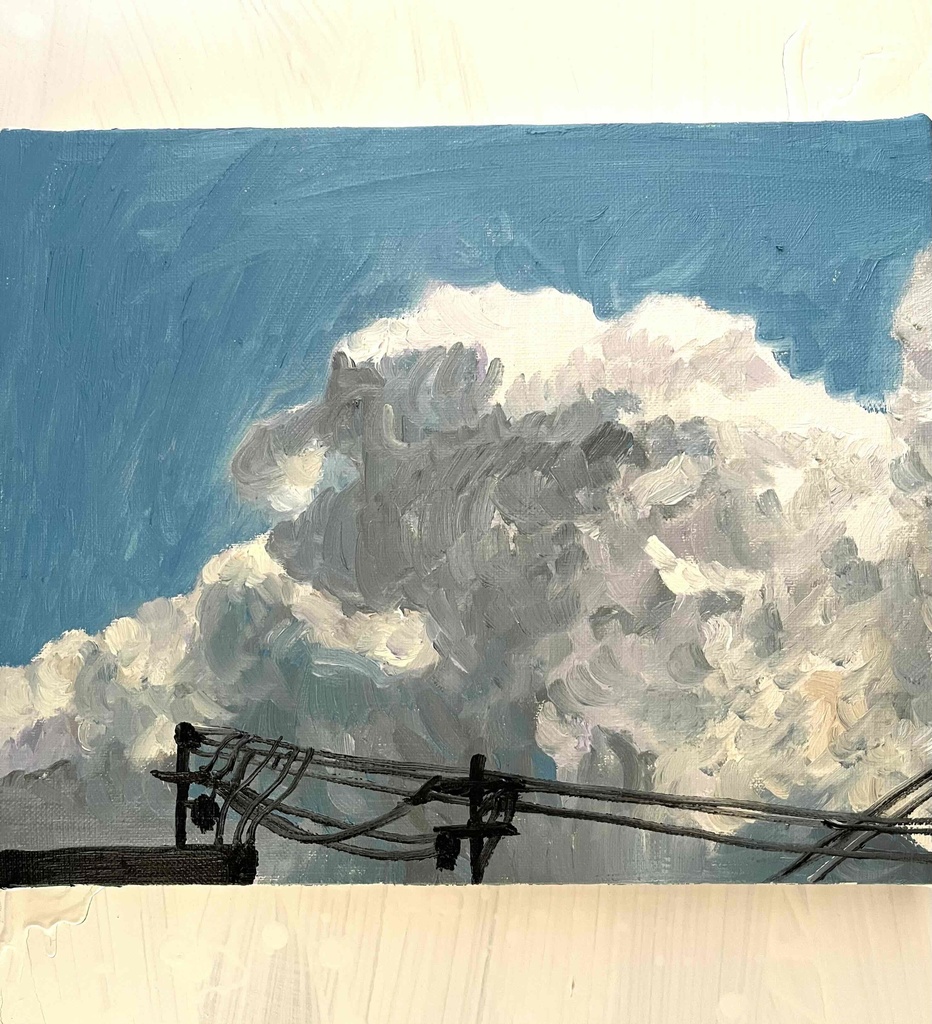 油彩画　原画「近所の風景　その2」アート　絵画 22×27㎝ F3　キャンバス