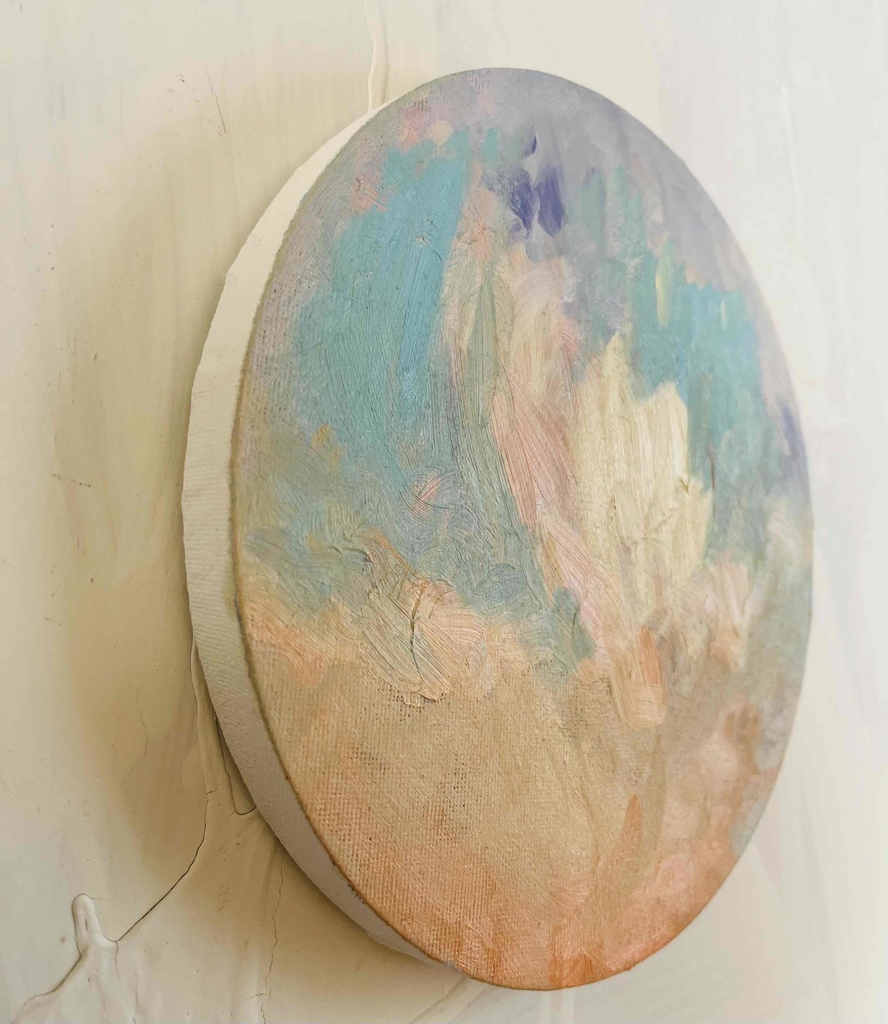 油彩 絵画 『空』丸形アートパネル 直径20cmインテリア 絵画 原画