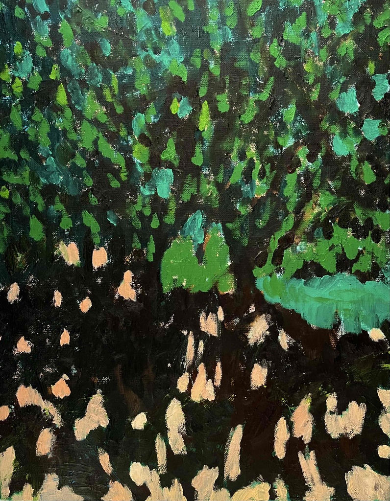 油彩画 原画「公園の木」アート 絵画 32×41㎝ F6 キャンバス