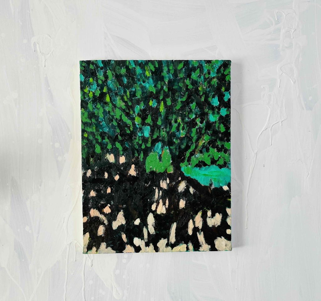 油彩画 原画「公園の木」アート 絵画 32×41㎝ F6 キャンバス